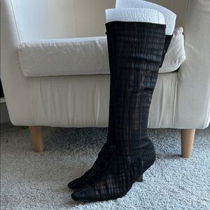 Black/Brown calf/Knee-High Women's Heeled Boots